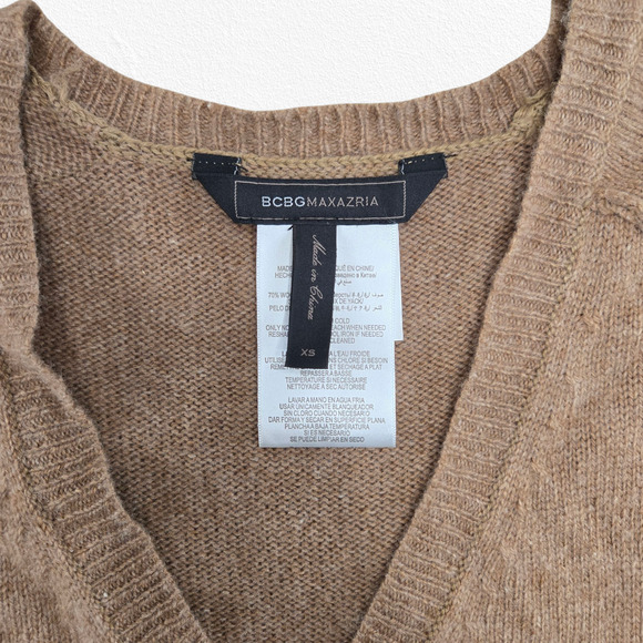 BCBGMAXAZRIA Wool Yak Sweater Dress Vicuna Roll Tab Sleeves Pockets Cozy Size XS - Picture 8 of 14